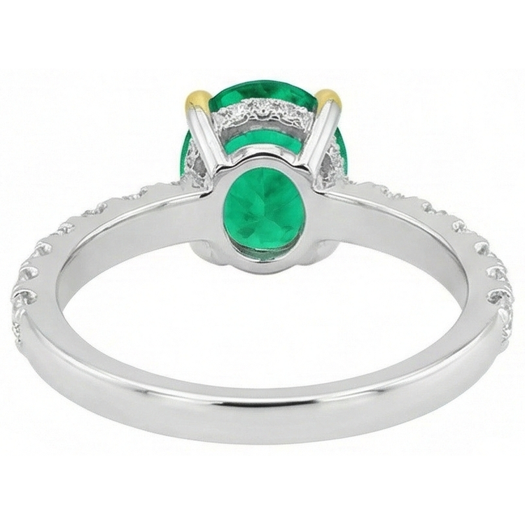 Étincelant Émeraude Colombienne Bague avec Gemme 2 carats – vue arrière