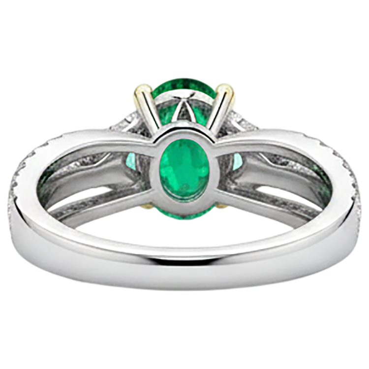 Émeraude Fine Bague Pierre Précieuse 2,50-carats Or Bicolore 14 Carats – vue arrière