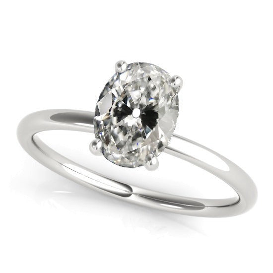 Oval Old European Réel Diamond Solitaire Ring Prong Set Bijoux 4 Carats