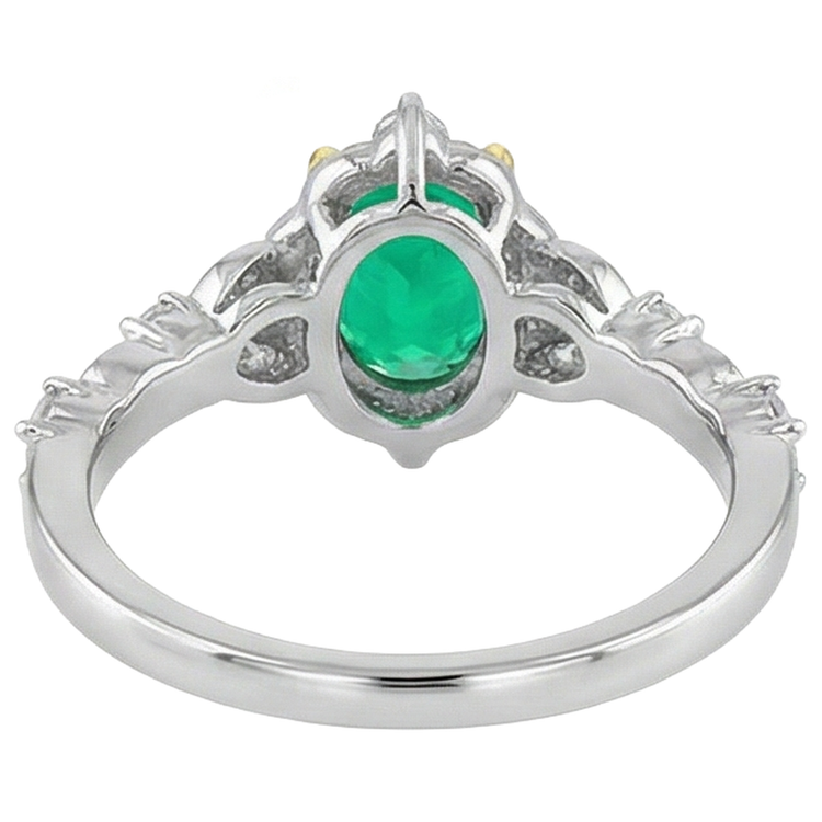 Bague Pierre Précieuse Or Bicolore 14 Carats avec Émeraude Fine – vue arrière