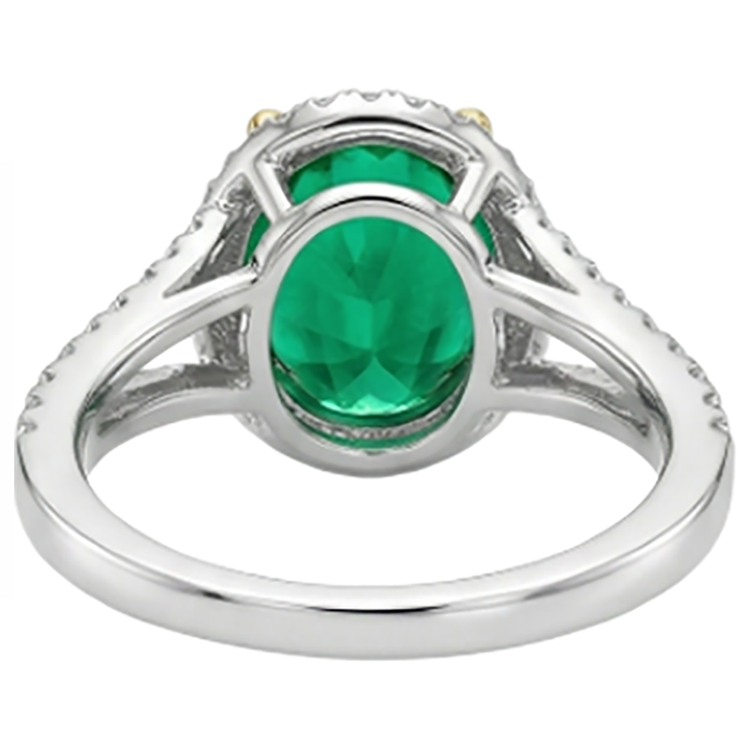 Émeraude Fine Bague avec Gemme 4 carats Or Deux Tons 14 Carats – vue arrière