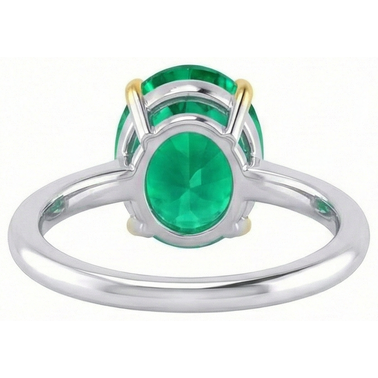Émeraude Bague Pierre Précieuse 4 carats Or Deux Tons 14 Carats – vue de dessus