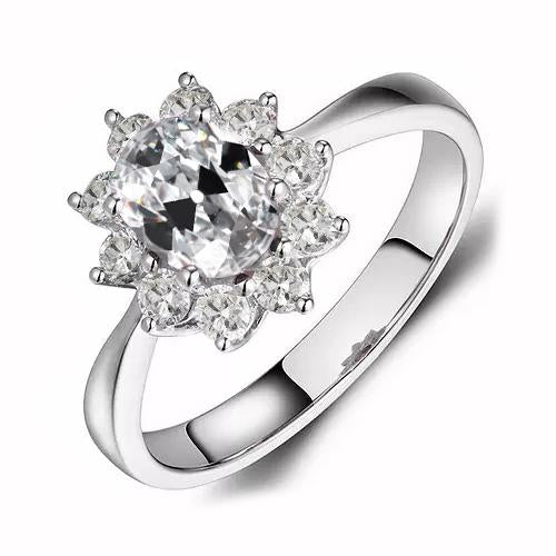 Oval ancienne mine Cut Halo Réel Diamond Ring Star Style Bijoux 3.50 Carats