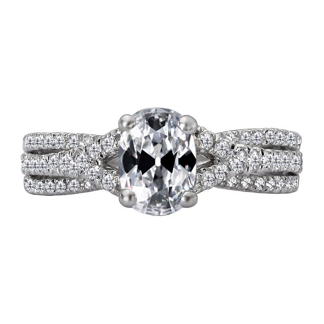 Taille Old Mine Brillant bague en Or Blanc 14 Carats – vue principale