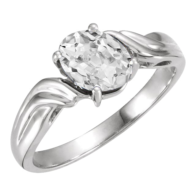 Taille Old Mine Diamant bague en Or Blanc 14 Carats – vue principale