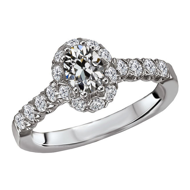 Coussin Antique Brillant bague en Or Blanc 14 Carats – vue principale
