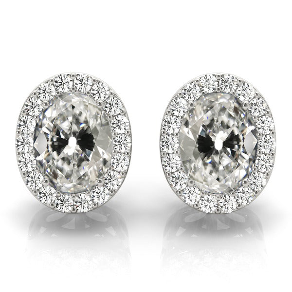 Boucles d'Oreilles Or Blanc 14 Carats avec Diamant Fin – vue principale