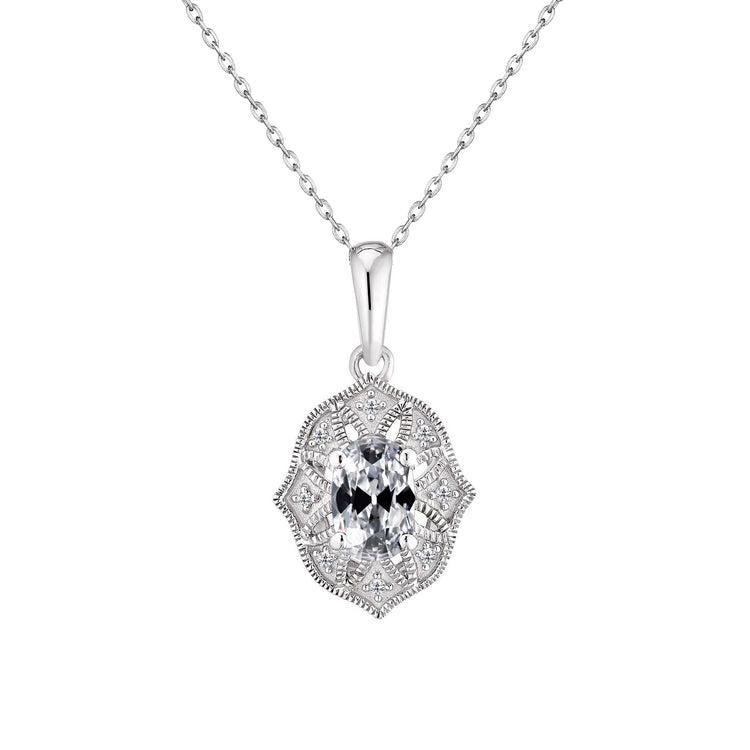 Pendentif Goutte Or Blanc 14 Carats avec Diamant Fin – vue principale