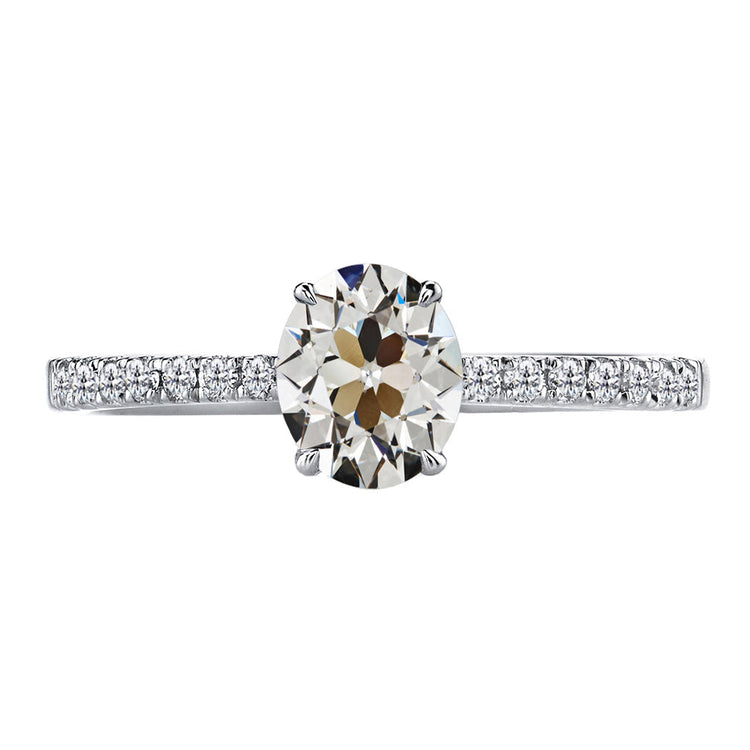 Bague Solitaire avec Accents Or 14K Blanc avec Diamant – vue principale