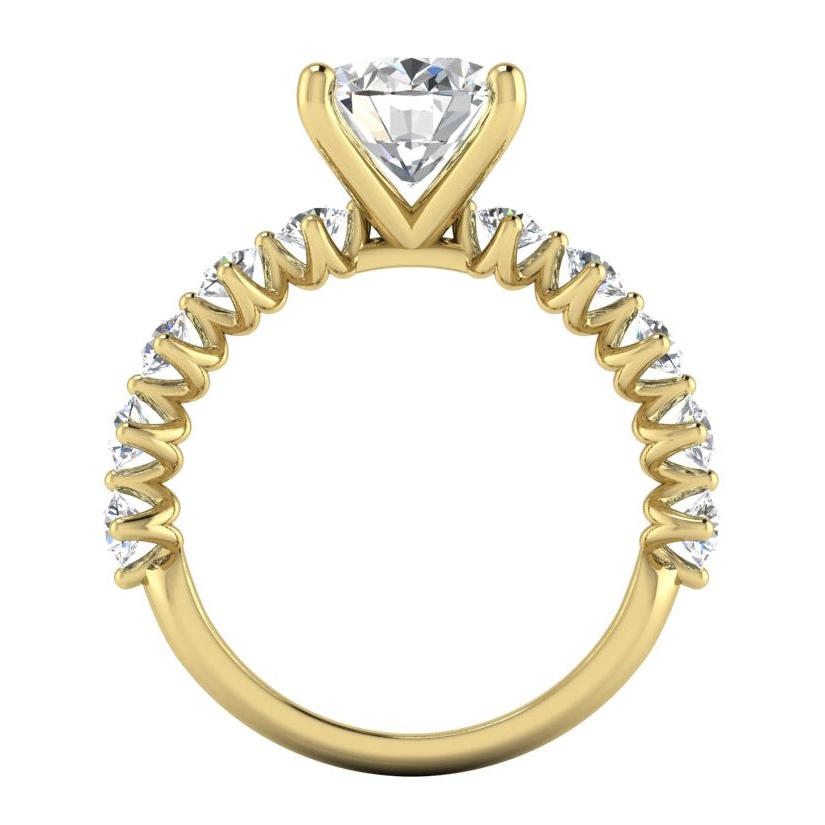 Ovale Véritable Bague En Diamant Avec Accents Or Jaune