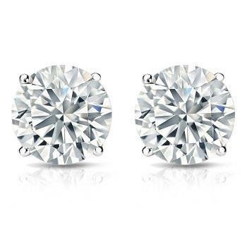 Paire De Boucles D'Oreilles En Naturel Diamant Solitaire De 3.5 Ct En Or Blanc 14K