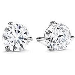 Paire De Boucles D'oreilles En Réel Diamants Coupe Ronde En Or Blanc 2 Carats 14K Bijoux Neufs