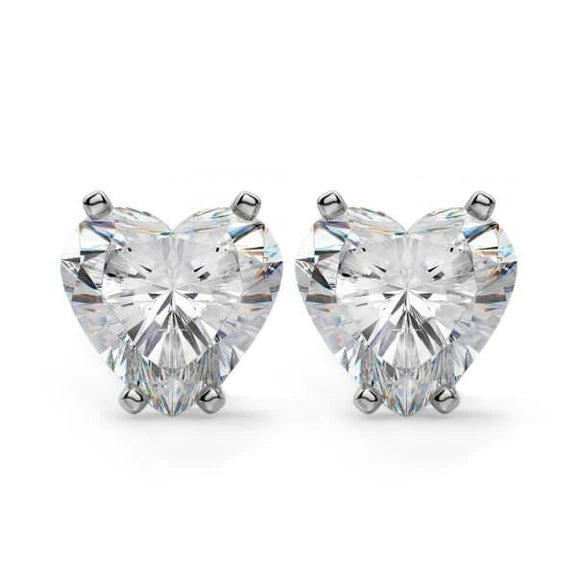 Paire De Boucles D'oreilles Fines Avec Réel Diamants En Forme De Coeur De 2,5 Ct En Or Blanc 14K