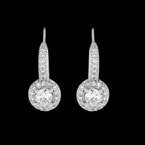 Paire De Boucles D'oreilles Pendantes En Or Blanc 14K Avec Réel Diamants 2 Ct