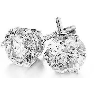 Paire De Clous D'oreilles En Or Blanc 3.80 Carats Et Véritable Diamants