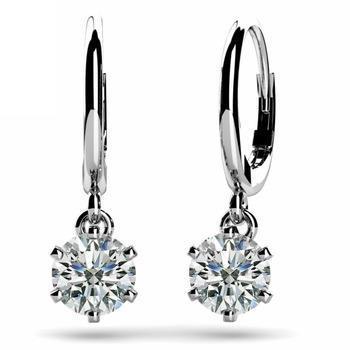 Paire de Boucles d'Oreilles Leverback Réel Diamant Rond G-Vs1 2 Carats Or Blanc 14K