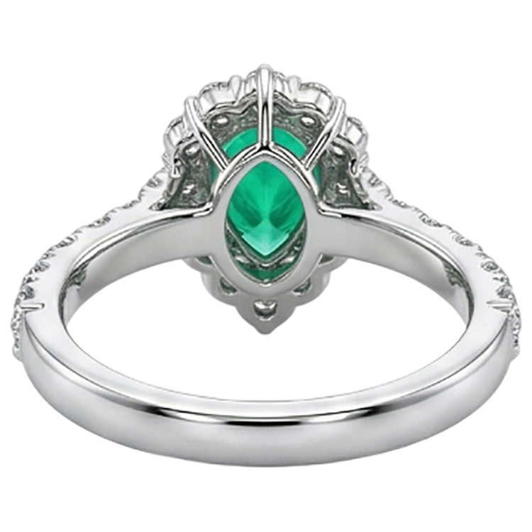 Goutte Émeraude Colombienne bague en Or Bicolore 14 Carats – vue arrière