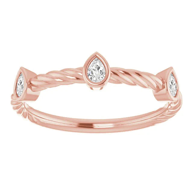 Pear ancienne mine Cut Réel Diamond Half Eternity Band Lunette sertie 2.25 carats