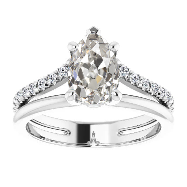 Chatoyant Diamant Fin Bague Solitaire avec Accents 2 carats – vue principale