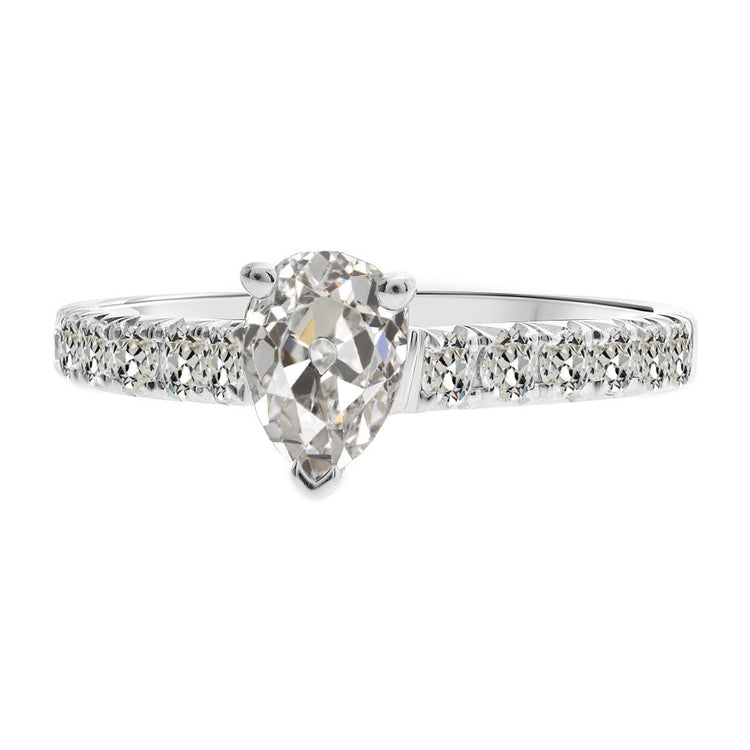 Diamant Solitaire avec Pierres Latérales 3-carats Or 14K Blanc – vue principale