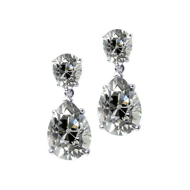 Pendants d'Oreilles Or 14K Blanc avec Diamant Fin – vue principale