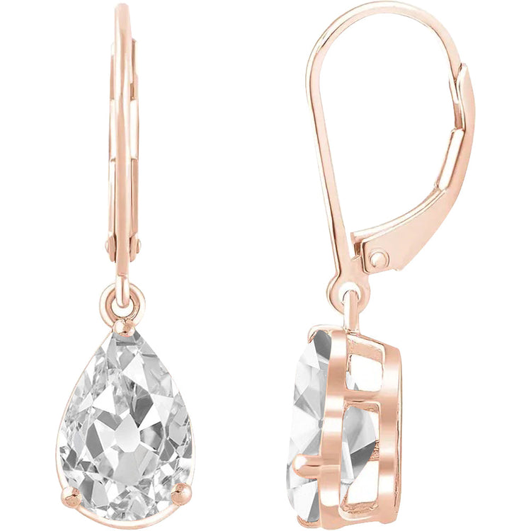 Pendants d'Oreilles Or Rose 14 Carats avec Diamant Fin – vue principale