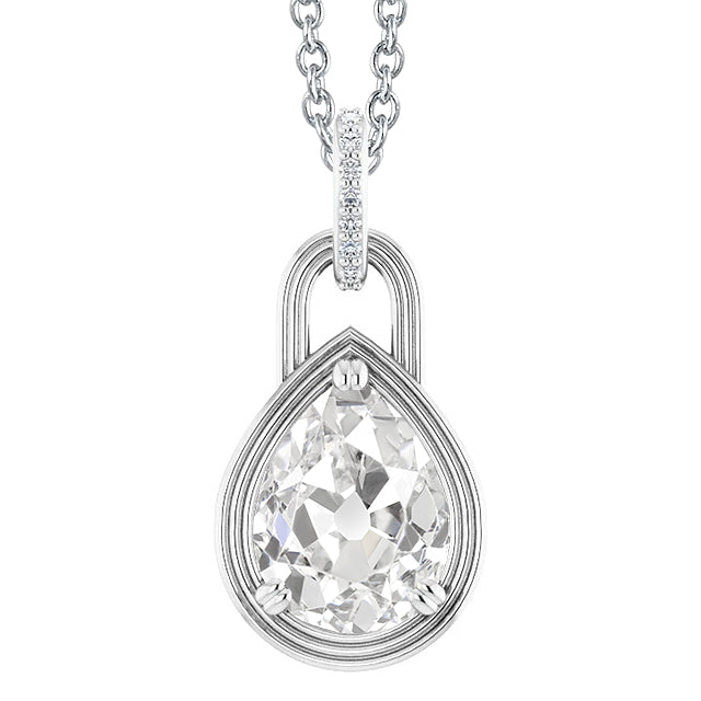 Collier Pendentif Or Blanc 14 Carats avec Diamant – vue principale