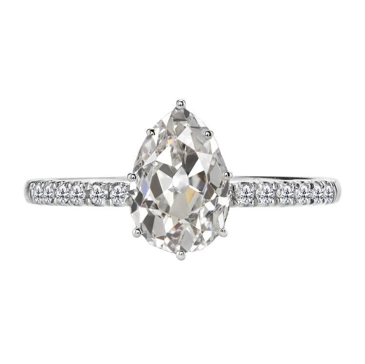 Brillant Coussin Antique Bague Solitaire avec Accents en Or Blanc 14 Carats – vue principale