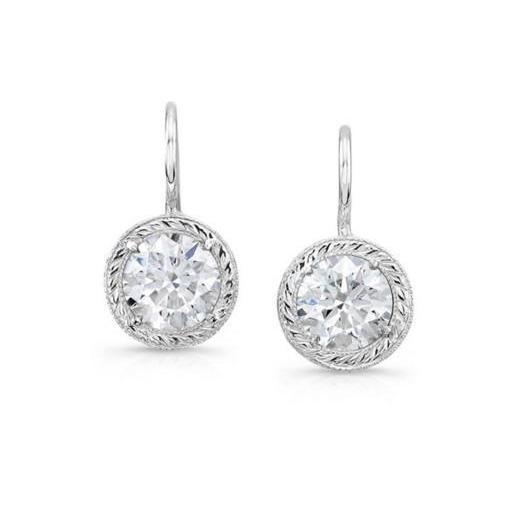 Pendants d'Oreilles Réel Diamant Rond Soltaire