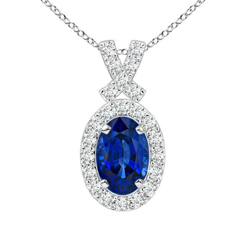 Pendentif Bleuet Saphir Et Diamant