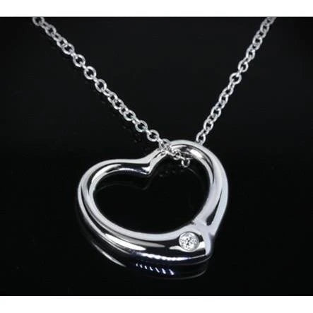 Pendentif Coeur en Réel Diamant Rond de 0,50 Carats 14K Or Blanc