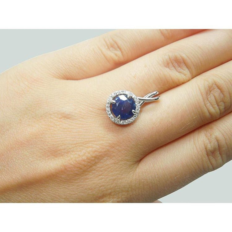 Pendentif Collier Femme Diamant Saphir Sri Lanka Rond 2.20 Ct. - HarryChadEnt.FR
