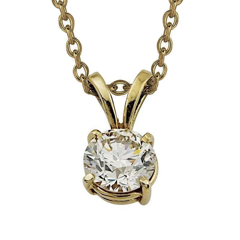 Pendentif Collier Solitaire Naturel Diamant Rond 2 Carats