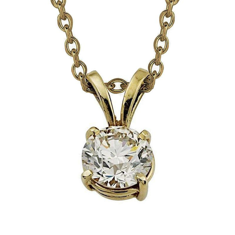 Pendentif Collier Solitaire Naturel Diamant Rond 2 Carats