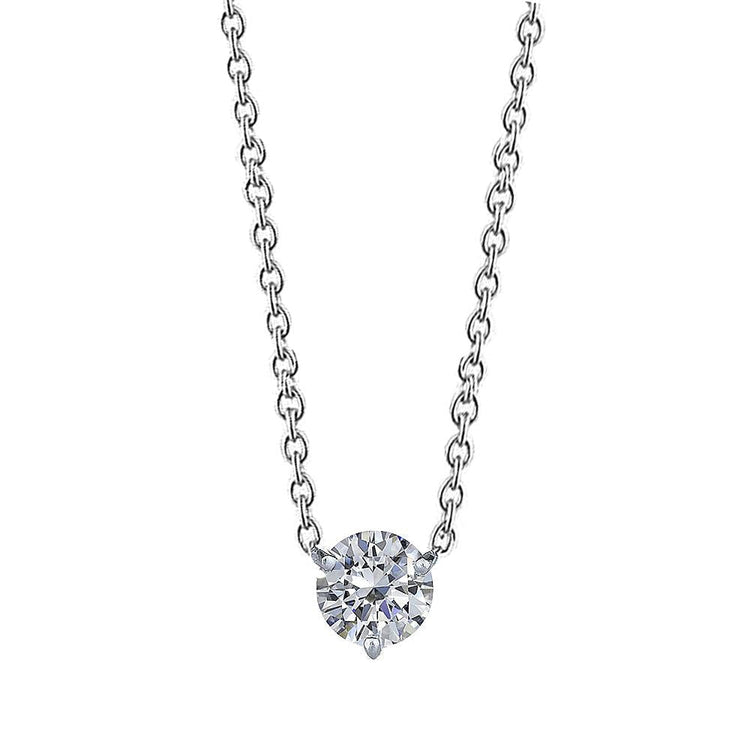 Pendentif Collier Véritable Diamant Solitaire Coupe Ronde 0.75 Carat Or Blanc 14K