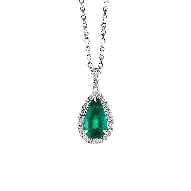 Pendentif Colombien Emeraude Vert Et Diamant Pierres Précieuses Avec Chaîne 8.25 Carats