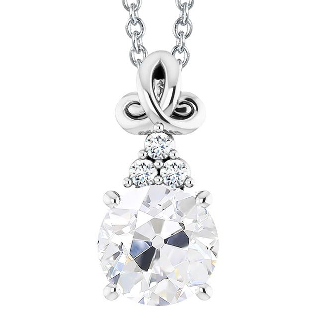 Pendentif De Diapositive De Naturel Diamant De Dames De 4 Carats Vieux Mineur Infinity Style Bail