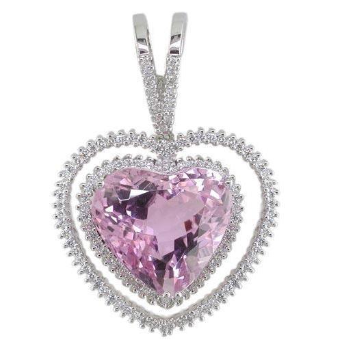 Pendentif Diamant Kunzite En Forme De Cœur