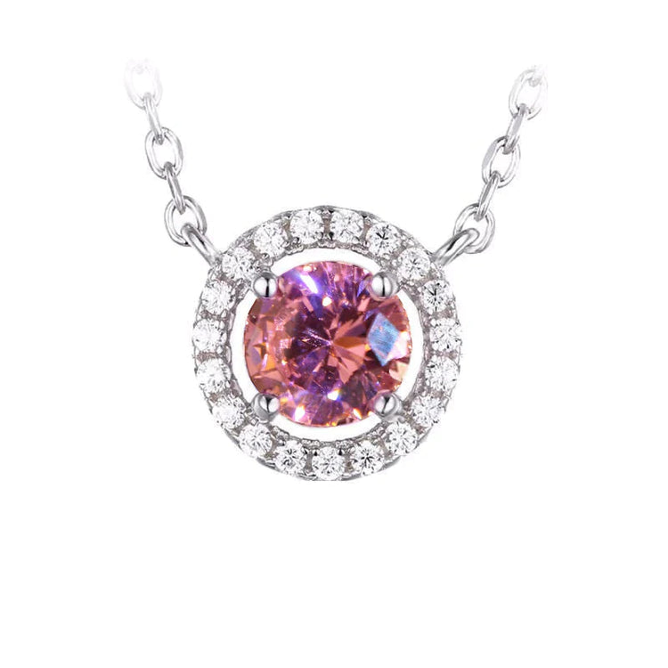 Pendentif Diamant Rose Saphir Rond