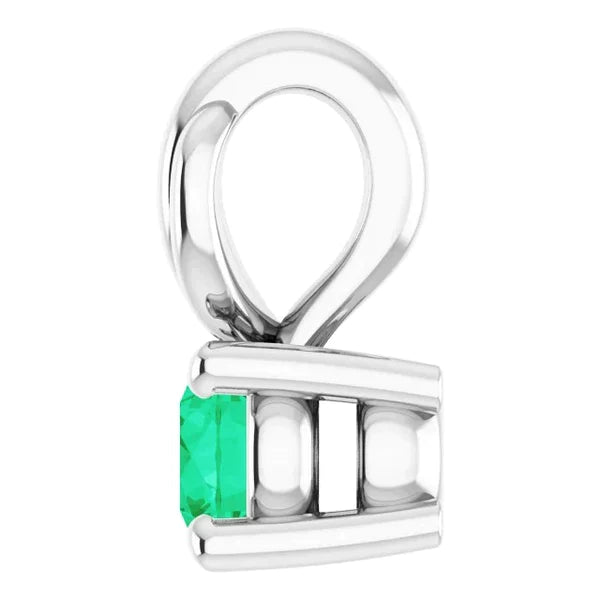 Pendentif Emeraude Vert Ronde Griffe 1 Carat