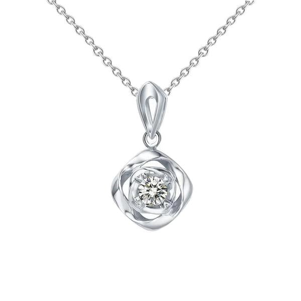 Pendentif En Réel Diamant Rond De 0,50 Carats d'Or Blanc 14K Bijoux