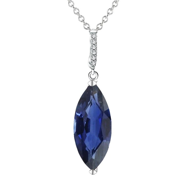 Pendentif Femme Marquise Bleu Foncé Saphir & Diamant 4.75 Carats