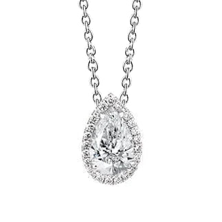 Pendentif Halo Véritable Diamant Poire 4 Carats