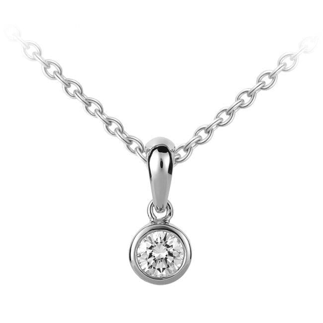 Pendentif Naturel Diamant Avec Chaîne En Or Blanc 0.75 Ct Serti Clos Coupe Ronde