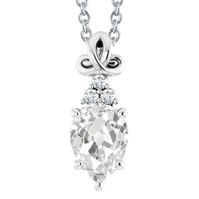 Pendentif Naturel Diamant Slide Poire Vieux Mineur 3.50 Carats Sertie De Griffes Avec Chaîne
