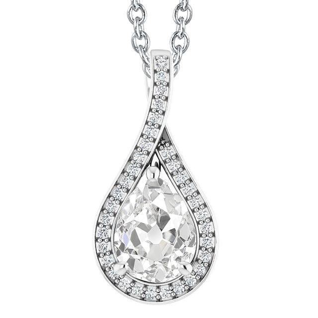 Pendentif Poire Vieux mineur & Réel Diamant Rond Slide 4.50 Carats Tige fendue
