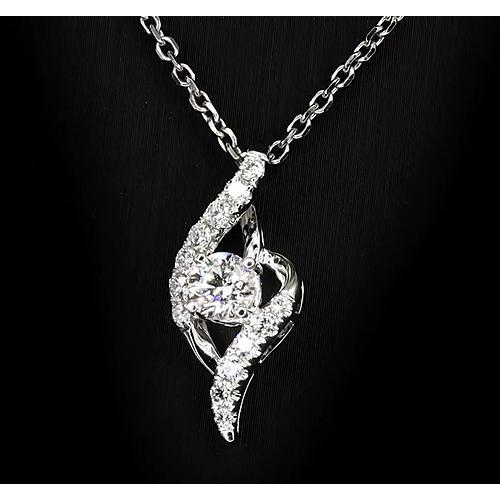 Pendentif Réel Diamant Rond 0.66 Carat Or Blanc 14K