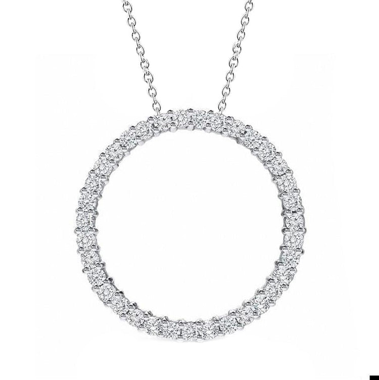 Pendentif Réel Diamant Rond Etincelant Bijoux En Or Blanc Massif Nouveau 4 Ct.