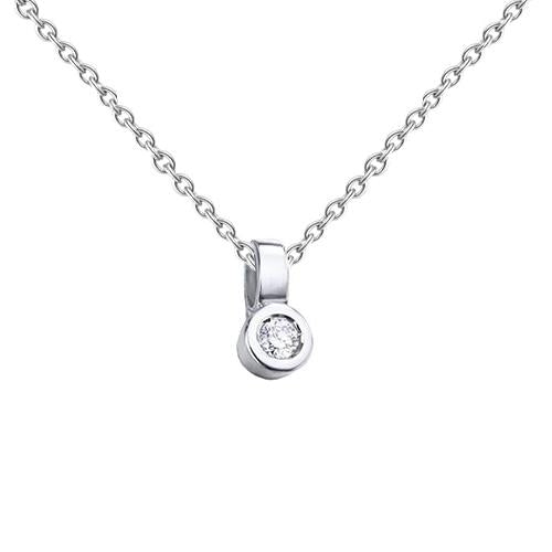Pendentif Réel Diamant Serti Clos 0.75 Ct En Or Blanc Etincelant