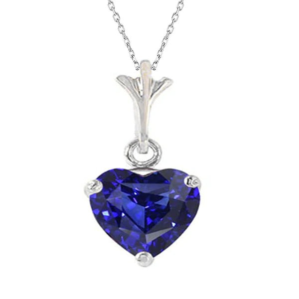Pendentif Solitaire Coeur Pierre Précieuse Avec Chaîne Bijoux Femme 3 Carats